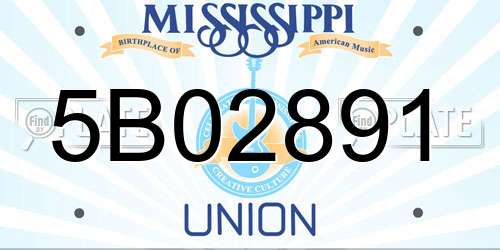 5B02891 Mississippi License Plate