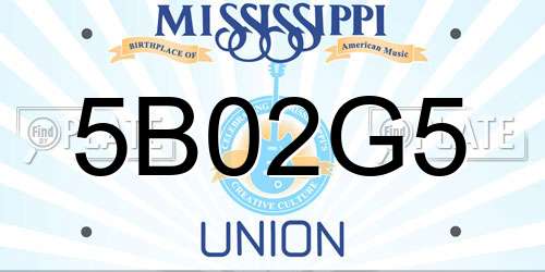 5B02G5 Mississippi License Plate
