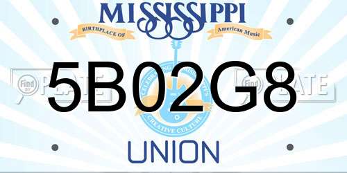 5B02G8 Mississippi License Plate