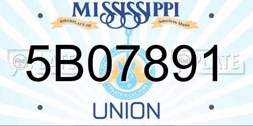 5B07891 Mississippi License Plate