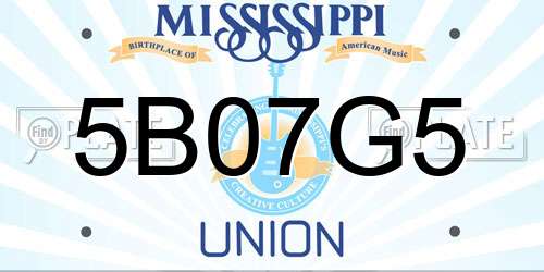 5B07G5 Mississippi License Plate