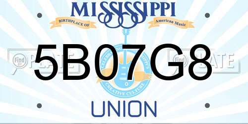 5B07G8 Mississippi License Plate