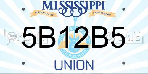 5B12B5 Mississippi License Plate