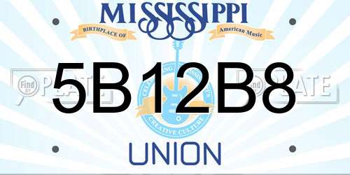 5B12B8 Mississippi License Plate