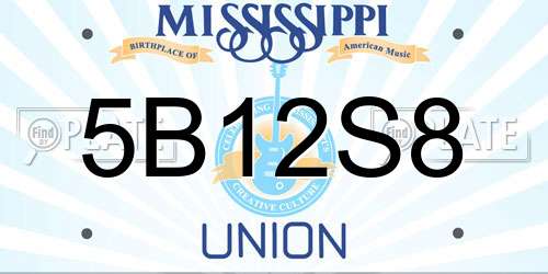 5B12S8 Mississippi License Plate