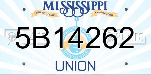5B14262 Mississippi License Plate