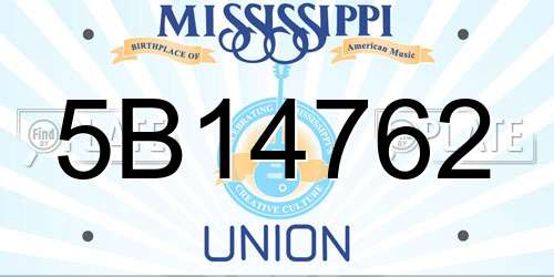 5B14762 Mississippi License Plate