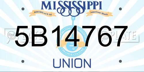 5B14767 Mississippi License Plate