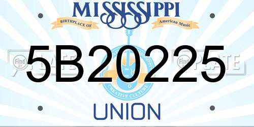 5B20225 Mississippi License Plate