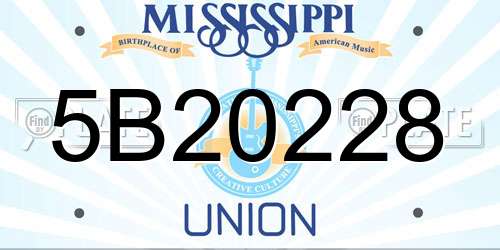 5B20228 Mississippi License Plate