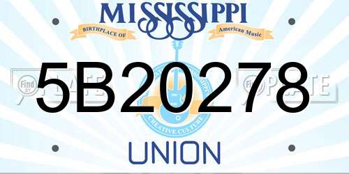 5B20278 Mississippi License Plate