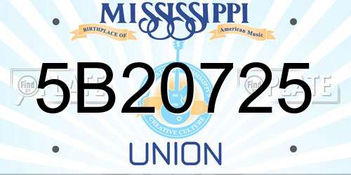 5B20725 Mississippi License Plate