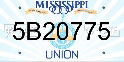 5B20775 Mississippi License Plate