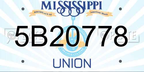5B20778 Mississippi License Plate