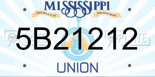 5B21212 Mississippi License Plate