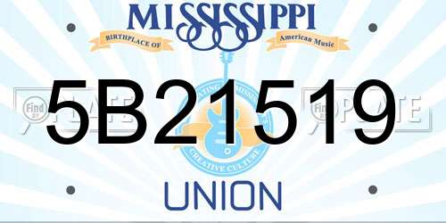 5B21519 Mississippi License Plate