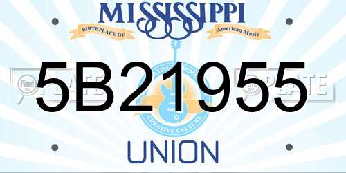 5B21955 Mississippi License Plate