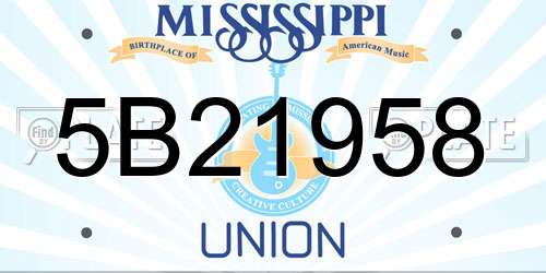 5B21958 Mississippi License Plate
