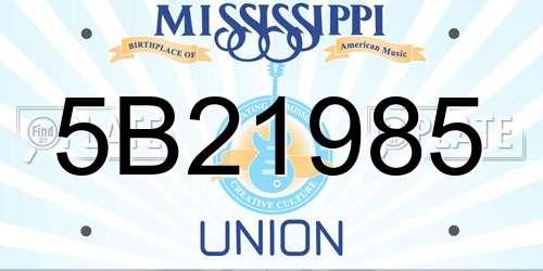 5B21985 Mississippi License Plate