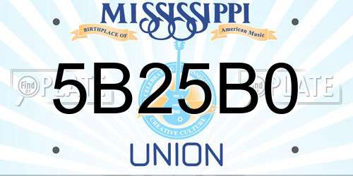 5B25B0 Mississippi License Plate