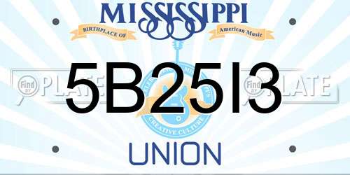 5B25I3 Mississippi License Plate
