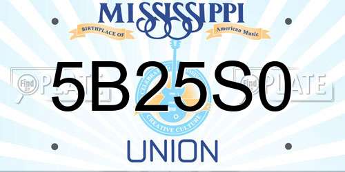 5B25S0 Mississippi License Plate