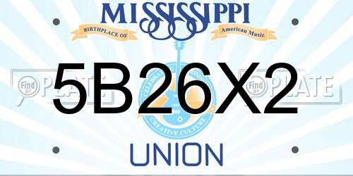5B26X2 Mississippi License Plate