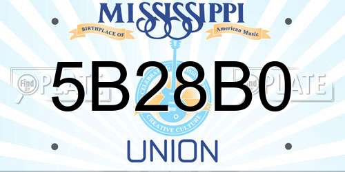 5B28B0 Mississippi License Plate