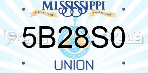 5B28S0 Mississippi License Plate