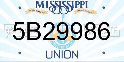 5B29986 Mississippi License Plate