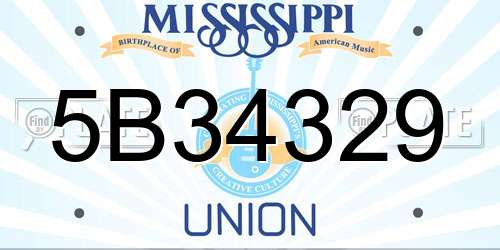 5B34329 Mississippi License Plate