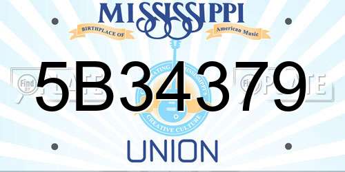 5B34379 Mississippi License Plate