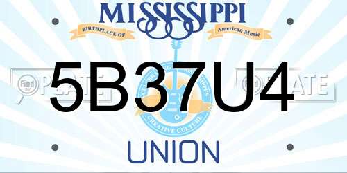 5B37U4 Mississippi License Plate