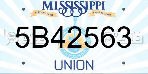 5B42563 Mississippi License Plate