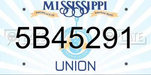 5B45291 Mississippi License Plate