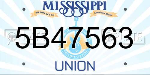 5B47563 Mississippi License Plate