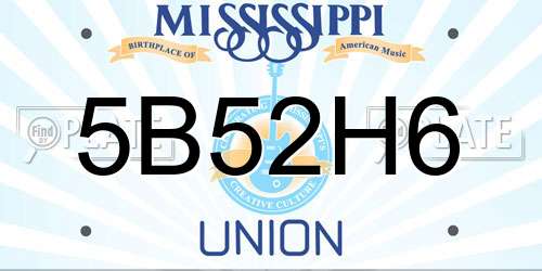 5B52H6 Mississippi License Plate