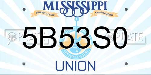 5B53S0 Mississippi License Plate
