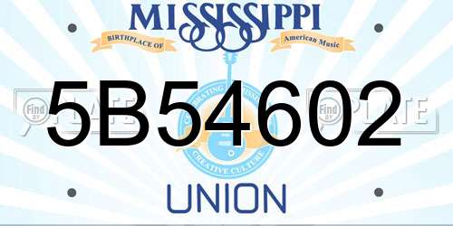 5B54602 Mississippi License Plate