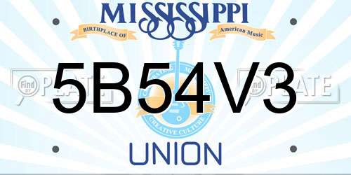 5B54V3 Mississippi License Plate