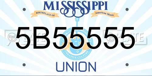 5B55555 Mississippi License Plate