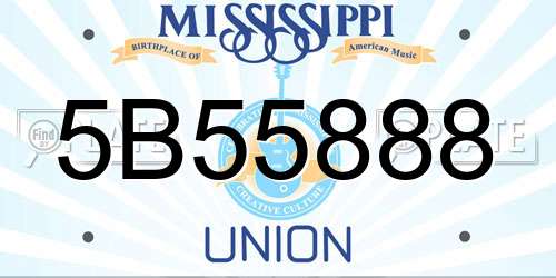 5B55888 Mississippi License Plate