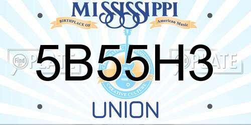 5B55H3 Mississippi License Plate