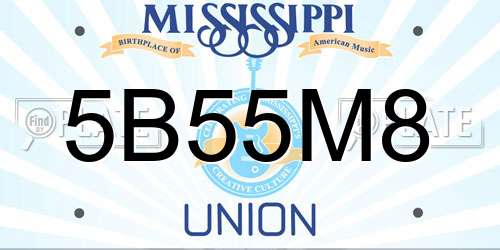 5B55M8 Mississippi License Plate