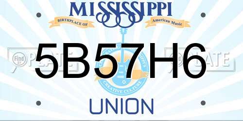 5B57H6 Mississippi License Plate