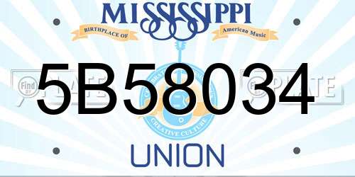 5B58034 Mississippi License Plate
