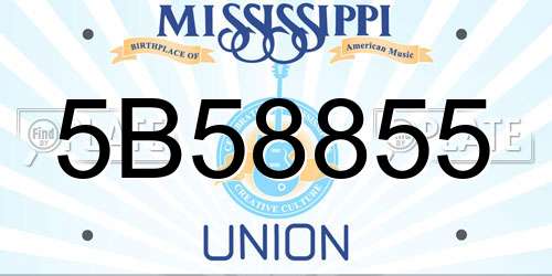 5B58855 Mississippi License Plate