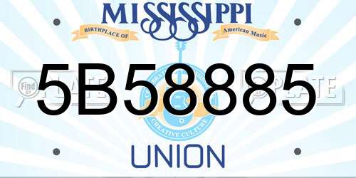 5B58885 Mississippi License Plate