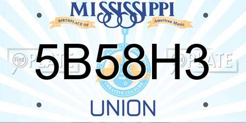 5B58H3 Mississippi License Plate