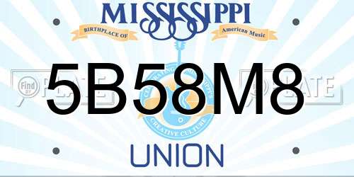 5B58M8 Mississippi License Plate